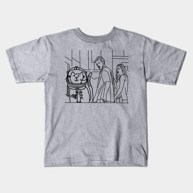 Distracted Boyfriend Memes With Sci Fi Astronaut Cat Kids T-Shirt by ellenhenryart